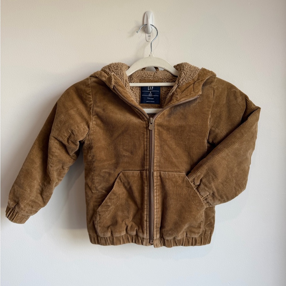 GAP Camel Brown Corduroy Sherpa Hooded Jacket